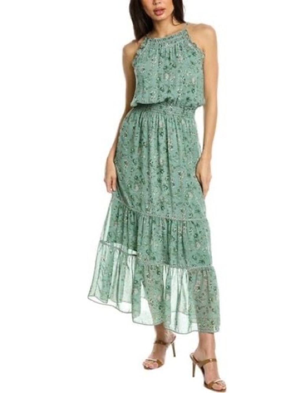 Max Studio women’s Sleeveless Green Floral Maxi Dress